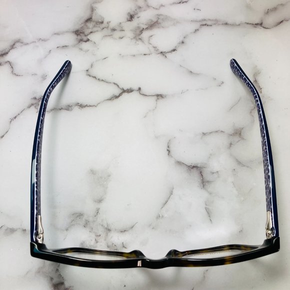 Tory Burch Rectangle Brown Tortoise And Navy Blue Eyeglasses Glasses Frames NWOT - Picture 9 of 12